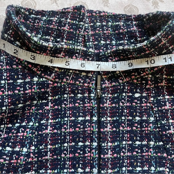 Chanel 13K Runway Navy Multi-Color Tweed High Collar Jacket Blazer Plus Sz. 46 - Picture 12 of 16